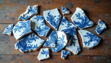Artistic reconstruction of broken porcelain pieces