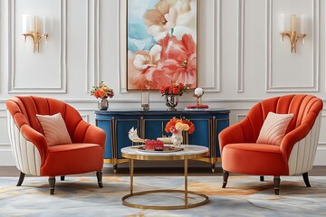 Cozy living room with vibrant furniture and decor