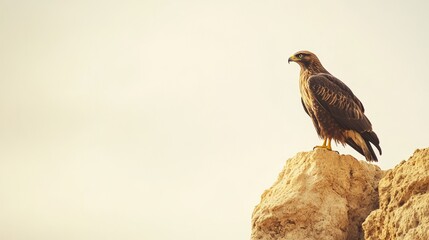 Fototapeta premium Space Brown Buzzard Moment Right Cliff Desert Yellow