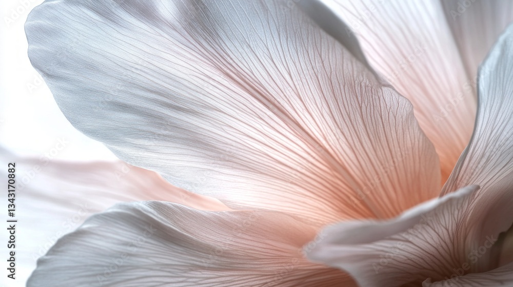 Poster close-up view reveals an exquisite composition of soft petals unfolding gracefully, bathed in gentle