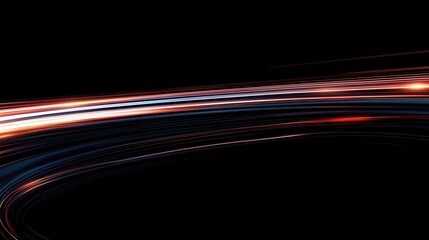 Colorful Light Trails on Black Background for Abstract Design