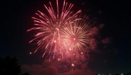 Brilliant fireworks in the night sky