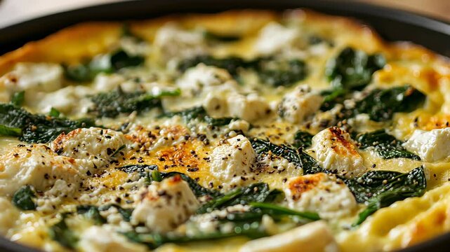 Delicious spinach and cheese frittata recipe prepared in a cozy kitchen setting