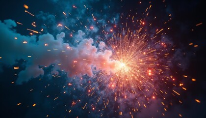 Obraz premium Sparkling fireworks in the night sky