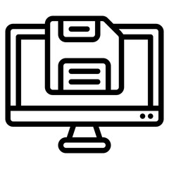 Floppy disk inserted into a computer monitor, vintage tech concept, data transfer, storage, old technology, electronic equipment, IT.