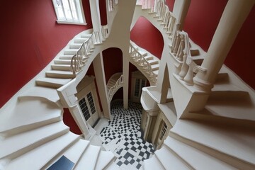 A captivating image of a staircase designed with optical illusions