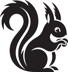 Obraz premium Radiant Squirrel Silhouette Black Vector ArtExpressive Black Squirrel Vector Illustration 