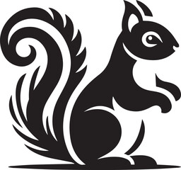 Obraz premium Radiant Squirrel Silhouette Black Vector ArtExpressive Black Squirrel Vector Illustration 