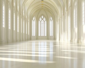 Obraz premium Bright interior of a church building, sunlight on floor