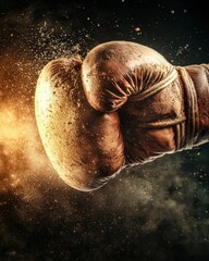 Impactful boxing action gym sports photography dramatic lighting close-up power and strength