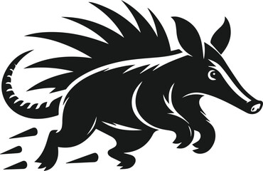 Aardvark bounding forward excitedly animal silhouette vector
