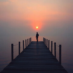 Fototapeta premium Lonely Man Standing Alone, Solitude Concept, Emotional Isolation, Moody Atmosphere