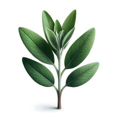 Naklejka premium A green sage herb leaves twig isolated on white background