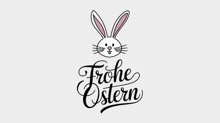 Obraz premium Easter bunny illustration with festive text, creative design for holiday greetings, spring celebrations, family gatherings, colorful decorations, joyful vibes.