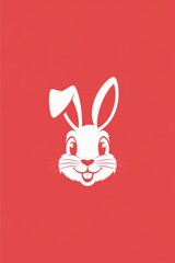 Fototapeta premium Easter bunny silhouette on vibrant red background, joyful spring design, seasonal celebrations, playful decoration, family gatherings, holiday spirit, cute animal art.