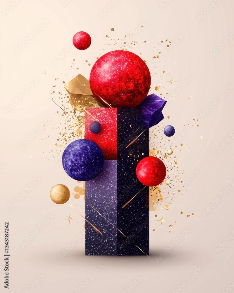 Poster dynamic abstract shapes artistic display digital art creative studio close-up playfulness and struct