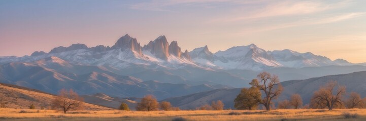 Fototapeta premium Sawtooth Mountain Range at Sunset: A Majestic Idaho Landscape in Golden Light, Tranquil Vista