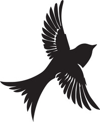 A silhouette flying bird black and white logo vector clip art
