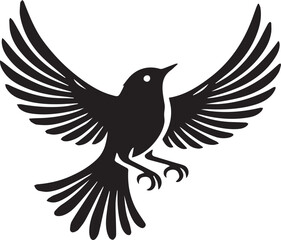 A silhouette flying bird black and white logo vector clip art
