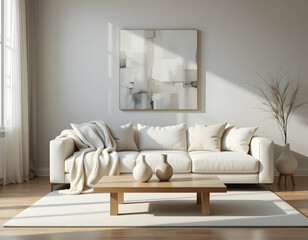 Modern Living Room Interior Design with Comfortable Sofa and Artwork