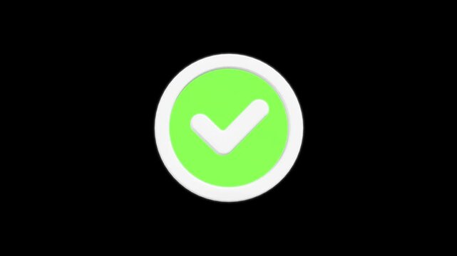 Approval check mark 3d motion graphic video animation