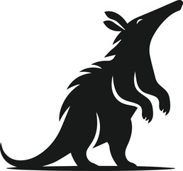 Aardvark standing on two legs reaching up animal silhouette vector