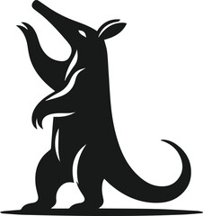 Aardvark standing on two legs reaching up animal silhouette vector