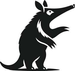Aardvark standing on two legs reaching up animal silhouette vector