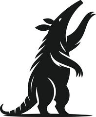 Aardvark standing on two legs reaching up animal silhouette vector