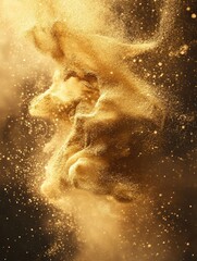 A golden powder swirling in the air, creating a mesmerizing dance of light and texture.