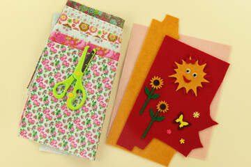 Felt sheets and felt crafts. Colorful felt for crafts and hobbies.