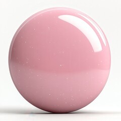 A soft pink, round tablet with a smooth, matte texture is placed neatly on a white background.