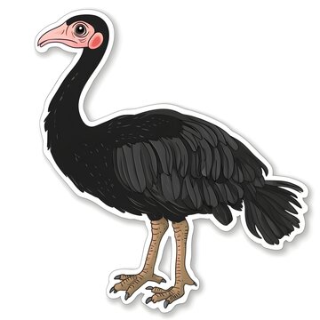Rare Kelenken Bird: An illustration of a Kelenken bird, a prehistoric, flightless avian with a distinctive hooked beak and a long, elegant neck. A stylized representation.