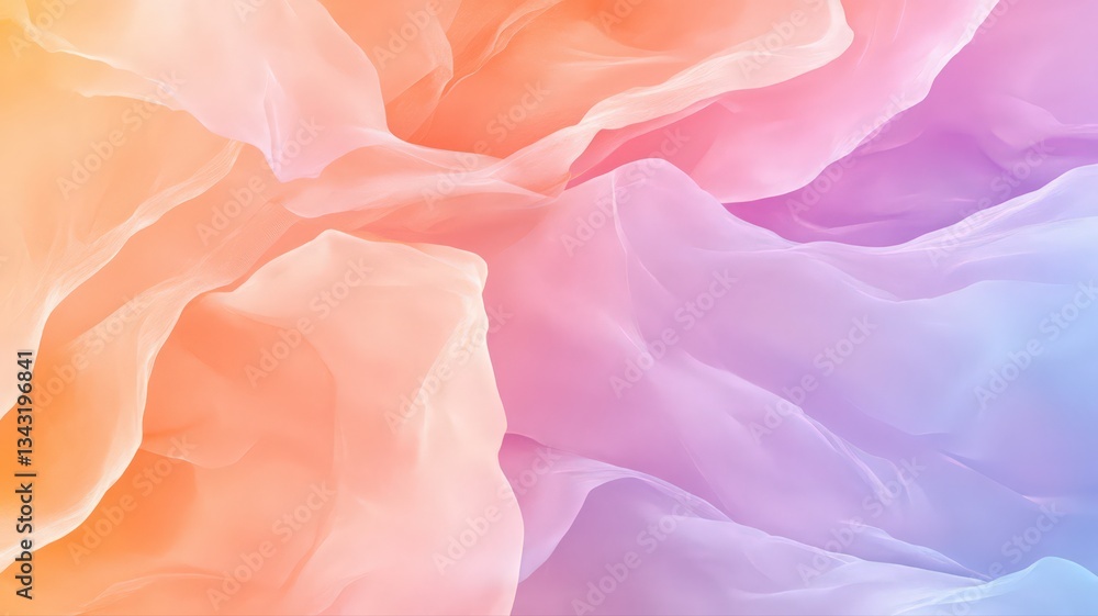 Poster pastel fabric texture: abstract draped background with soft folds and gradient colors