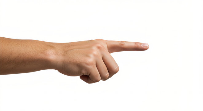 Hand Pointing Against White Background