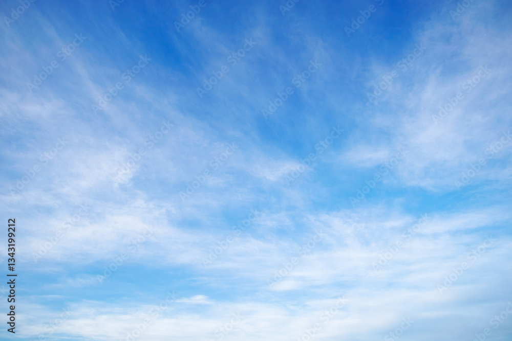 Wall mural beautiful blue sky with soft white clouds for abstract background