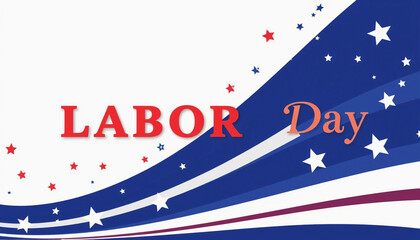 Happy Labor day hand lettering template, text, background with stars, vector design for celebration, bbq, party, social media post, banner, poster, card, Printable, USA
