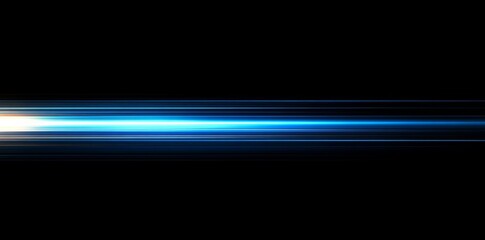 An abstract blue neon streak of light, depicting speed, set against a black backdrop