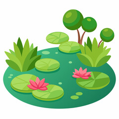 tranquil pond with floating lily pads 