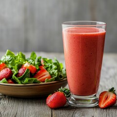 Refreshing Strawberry Smoothie and Salad: A Healthy and Delicious Treat