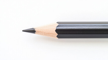 Close-up of a sharpened pencil with a black tip against a white background.
