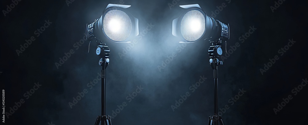 Poster an empty studio with a black interior can be used to display your product