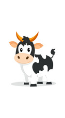 Minimalist Cartoon Cow with Horns in Flat Vector Style