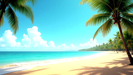 Fototapeta premium tropical beach with coconut palm trees