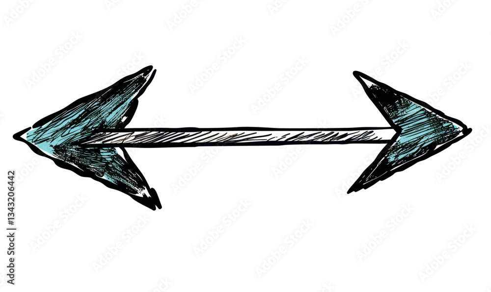 Poster hand drawn double arrow with transparent background for graphic design projects