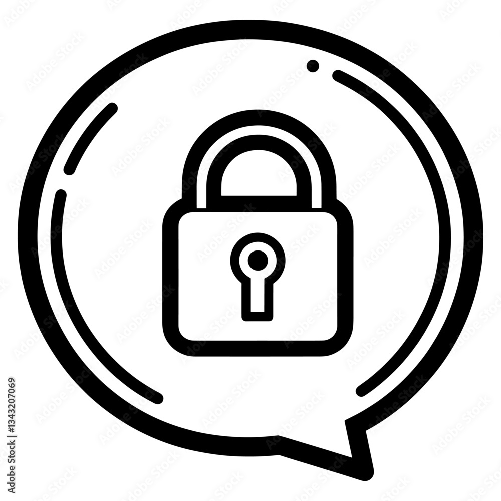 Poster speech bubble with unlock sign icon communication protection security vector