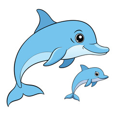 A heartwarming scene of a mother dolphin and her baby swimming together in the ocean, symbolizing love, care, and harmony in a serene aquatic setting.
