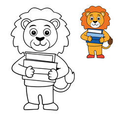 A majestic lion holding a pile of books, symbolizing strength, wisdom, and knowledge. Perfect for educational, literary, or inspirational themes.