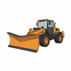 Obraz premium Heavy machinery excavator on construction site with clear sky backdrop