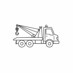 Tow truck with crane lifting vehicle on city street during daytime